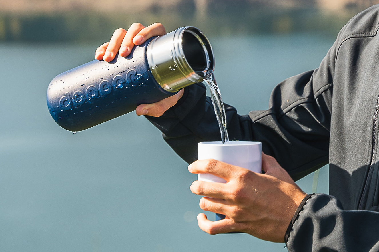 Blå Dopper Insulated-vandflaske til genbrug på farten