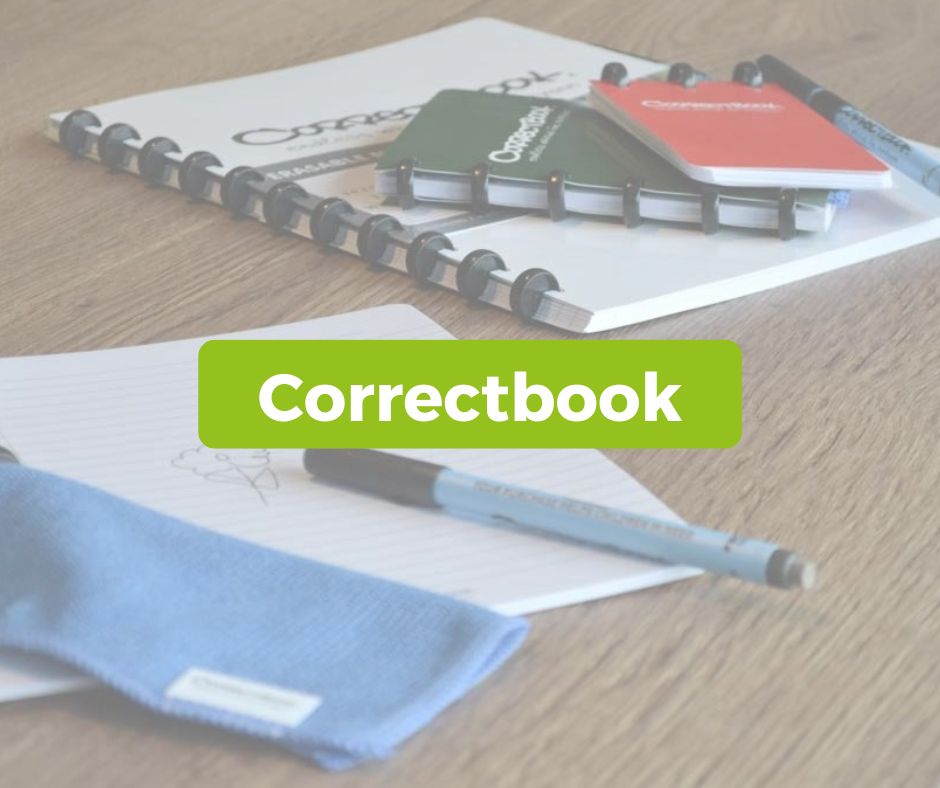 Merkverhaal van Correctbook uitwisbare notitieboekjes