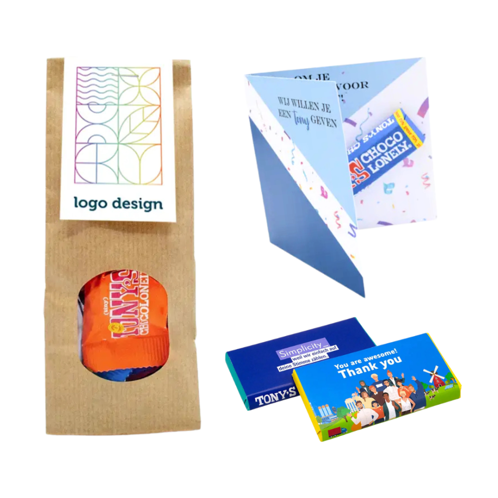 Tony's Chocolonely-chokolade som personlig fødselsdagsgave til kolleger