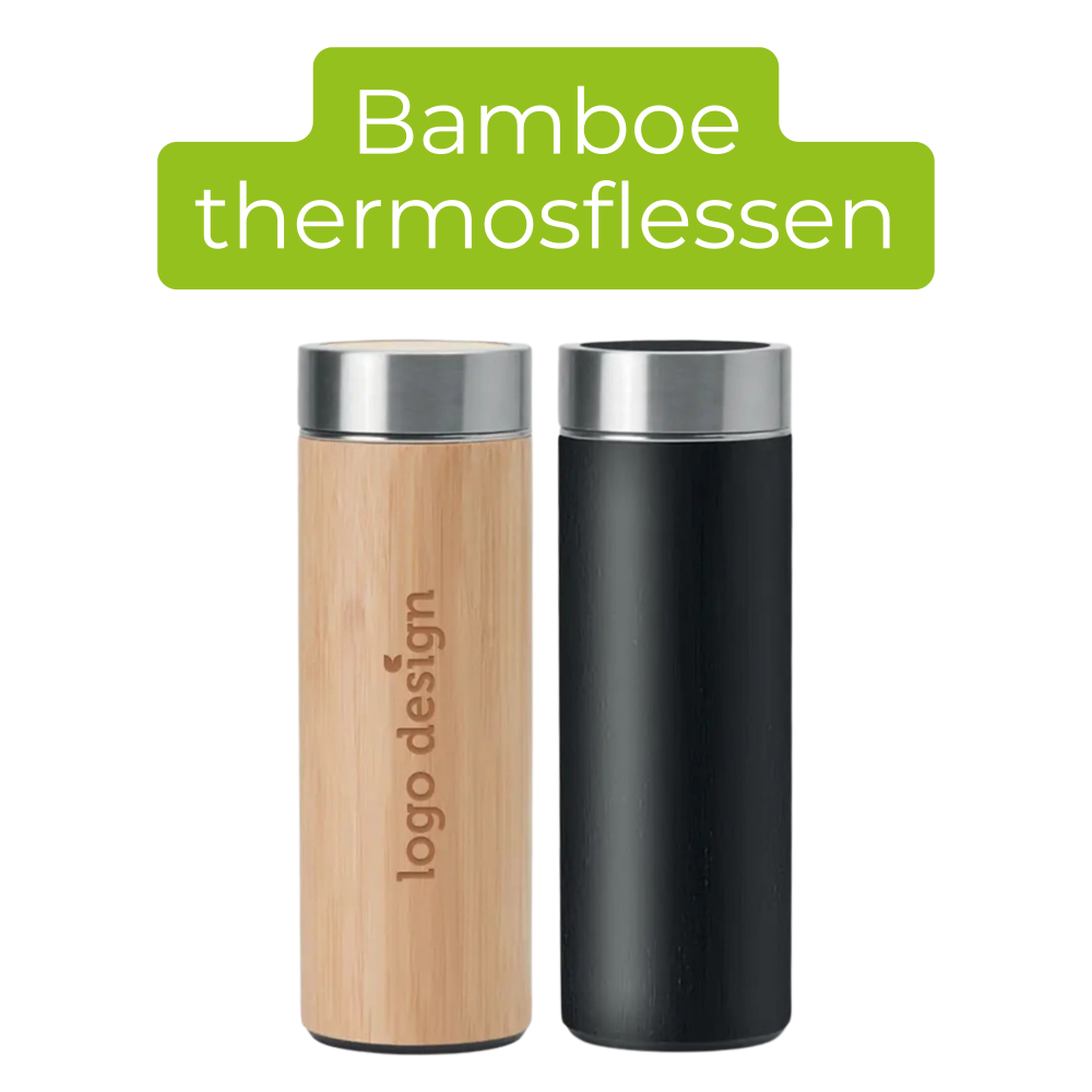 Genanvendelig bambustermoflaske med gravering