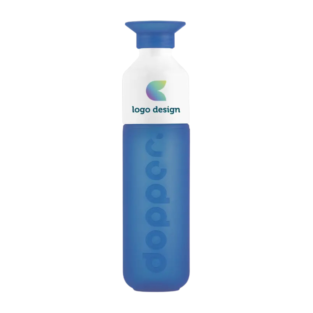 Dopper vandflaske med logo som genanvendelig drikkeflaske