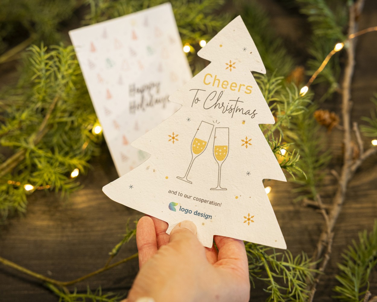 Groeipapier kerstkaart met persoonlijke kerstboodschap