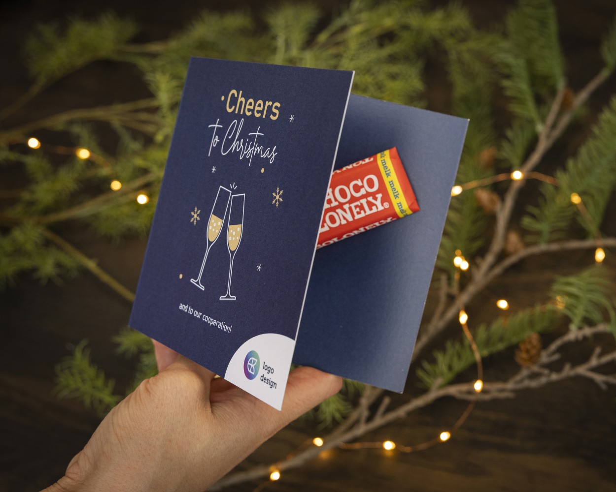Duurzame kerstkaart met gepersonaliseerd ontwerp