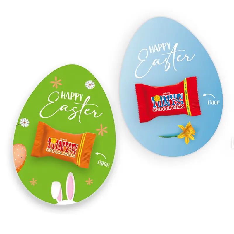 Påskeægskort med Tiny Tony-chokolade og personligt design
