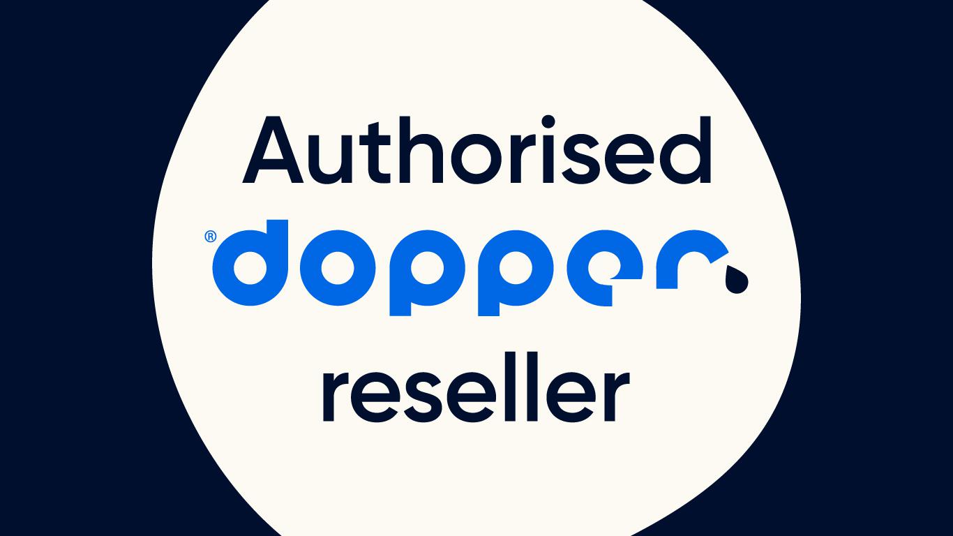 Logo Dopper Authorised Reseller for trykte Doppers