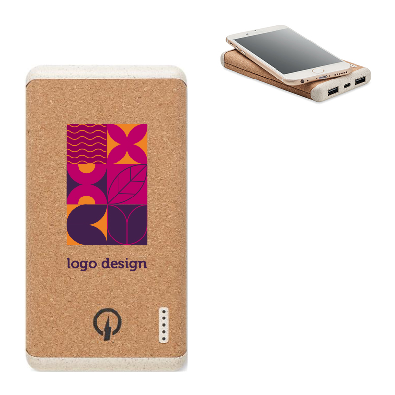 Powerbank af kork og hvedestrå