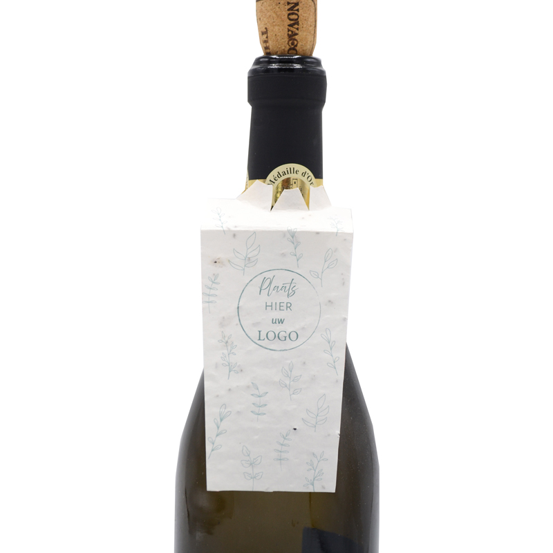 Flaskehaengemærke med frøpapir