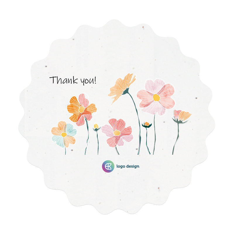 Rundt frøpapirkort A5 med bølgekant | 200 gr./m2