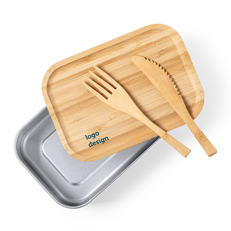 Madkasse i bambus og rustfrit stål