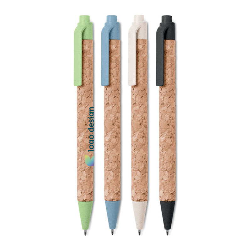 Kuglepen i kork og hvedestrå