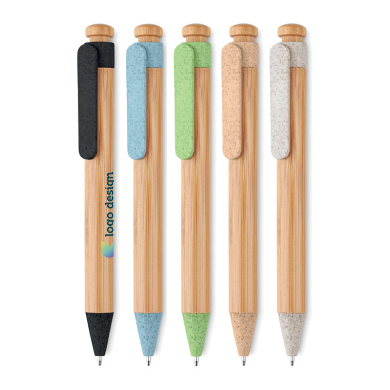 Kuglepen i hvedestrå og bambus