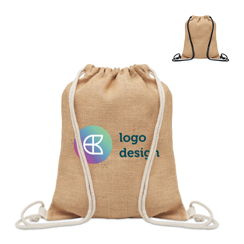 Jute rygsæk med snøre