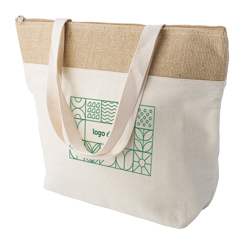 Køletaske i bomuld og jute