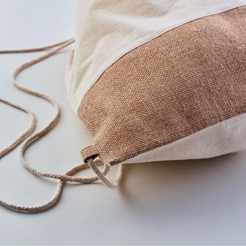 Bomuldsrygsæk med jute - Billede 3