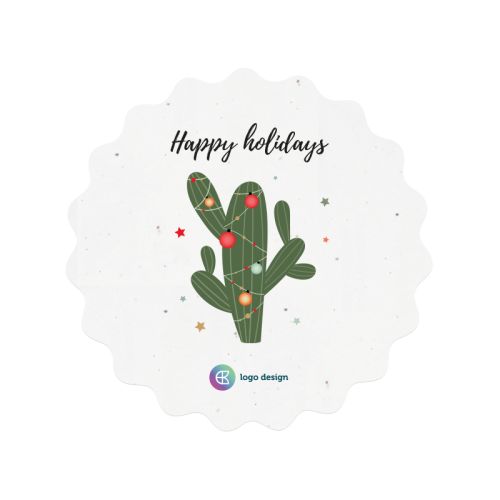 Rundt frøpapirkort A6 med bølgekant | jul - Billede 1