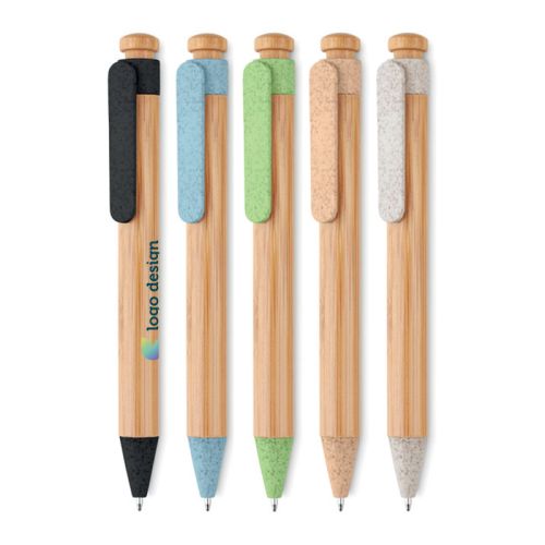 Kuglepen i hvedestrå og bambus - Billede 1